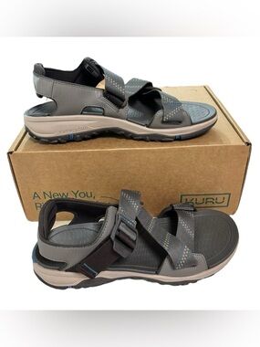 KURU Current Sandals Shoes Mens Size 12 Cedar Brown Mineral Blue Comfort Hiking